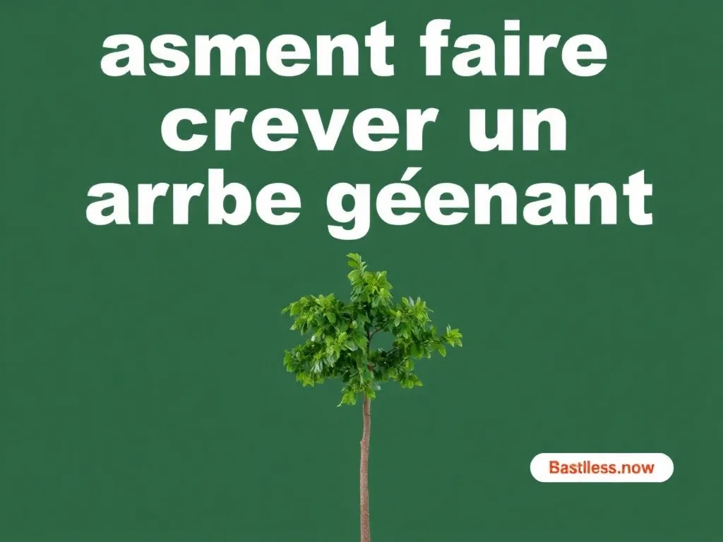 Tronc d'arbre percé de trous obliques avec une seringue d'herbicide posée à côté, sur fond de haie agricole