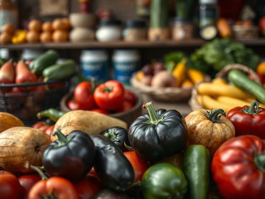 Assortiment de fruits et légumes exotiques commençant par la lettre Z