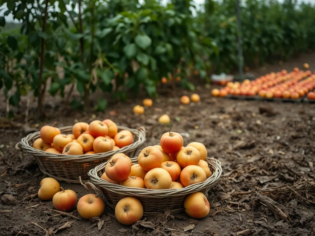 Tubercules de pomme de terre fraîchement récoltés, encore couverts de terre, posés sur un sol de champ
