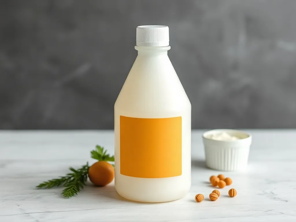 Bidon de Roundup agricole et pulvérisateur à dos posés dans un champ, avec un agriculteur en équipement de protection