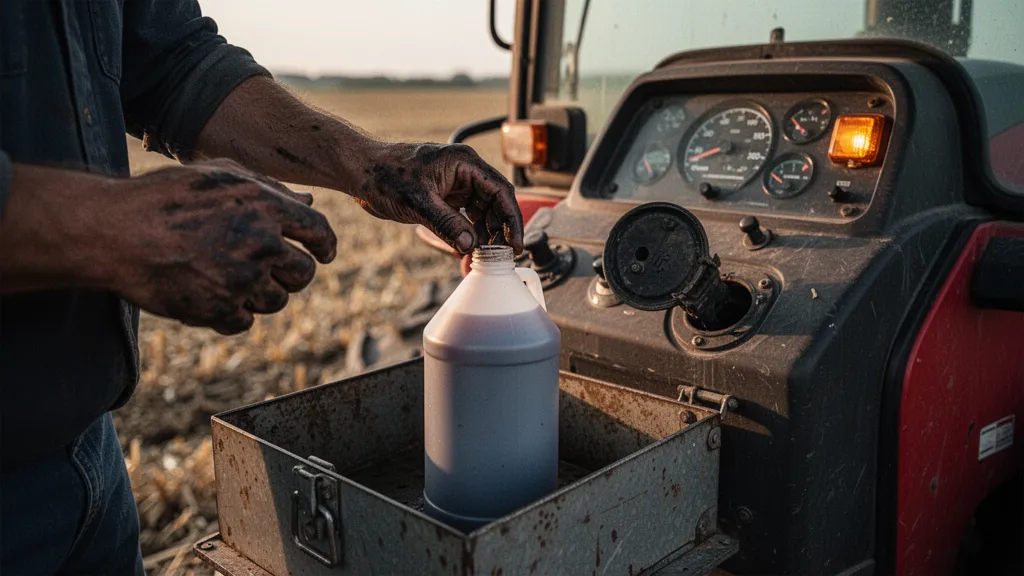 Tableau de bord de tracteur avec témoin d'alerte allumé